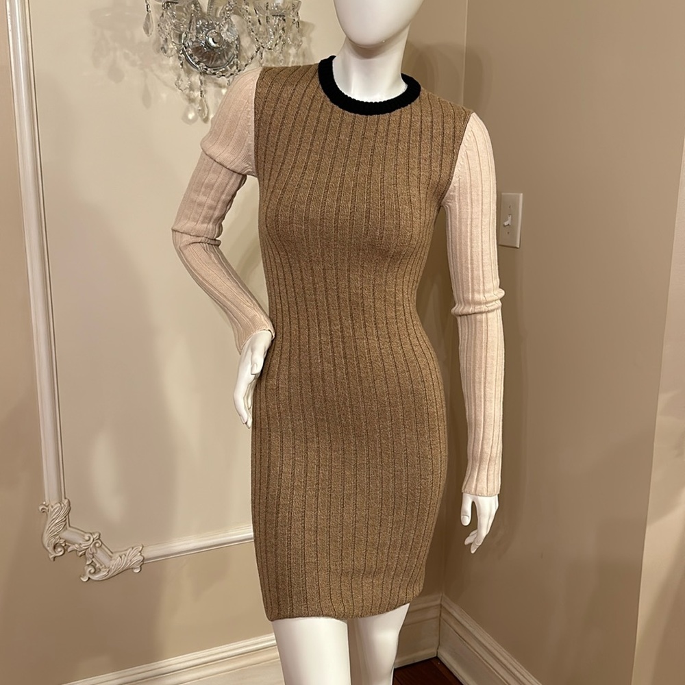 Ronny Kobo Women's Crewneck Long Sleeves Bodycon Mini Dress Size S
